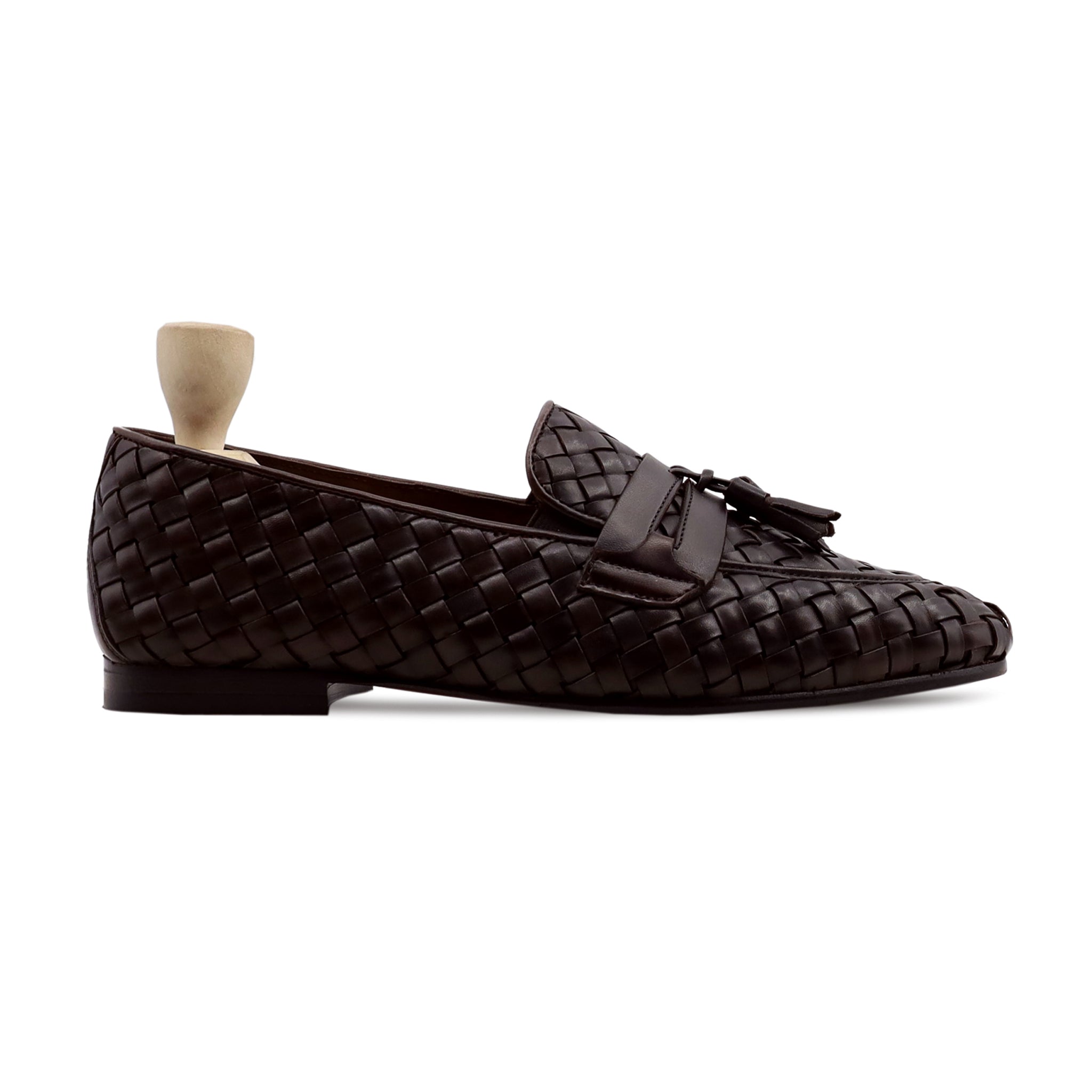 Decatur - Men's Dark Brown Hand Woven Leather Loafer