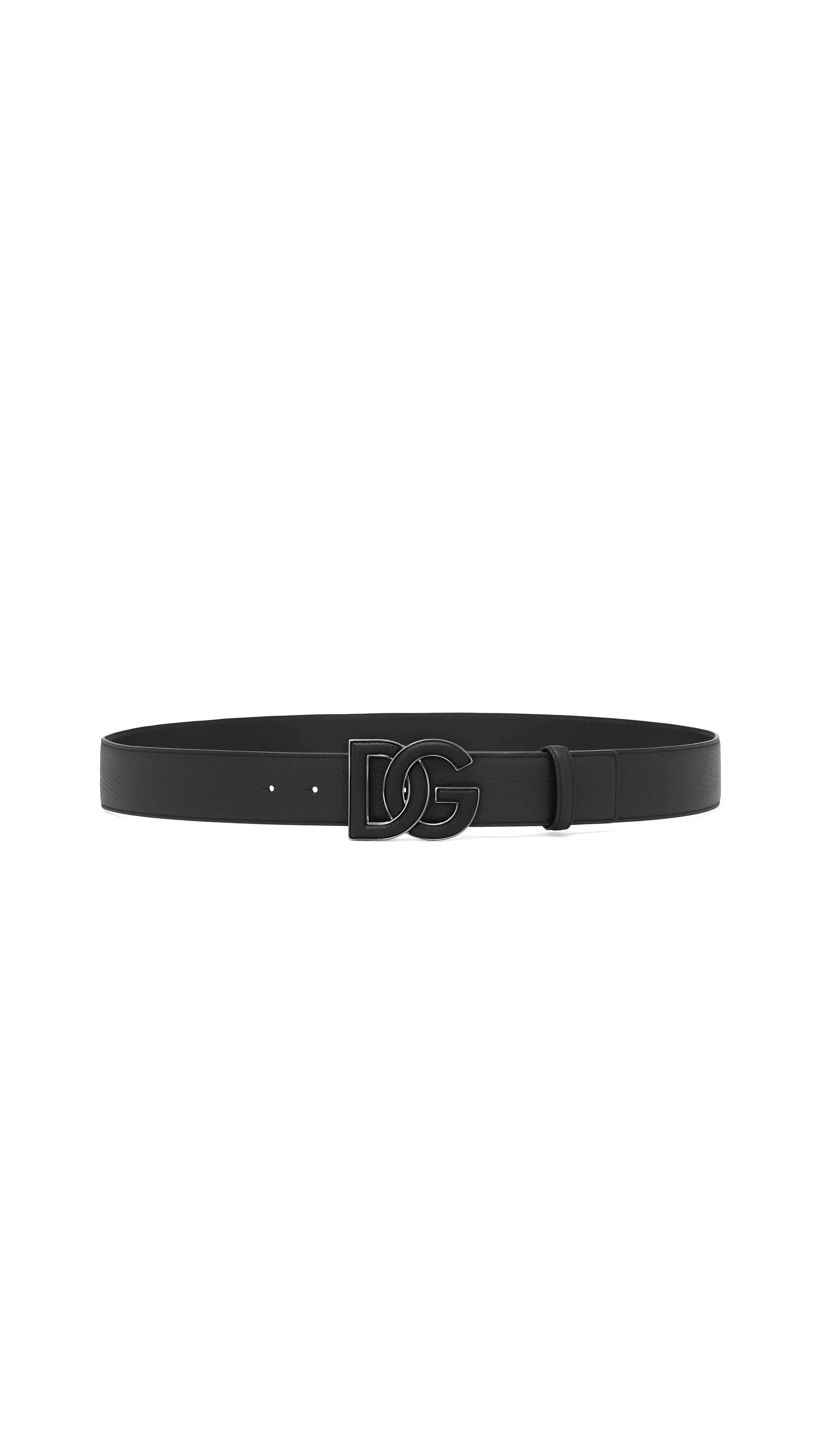 Deerskin-print Calfskin Belt With Logo Print - Black