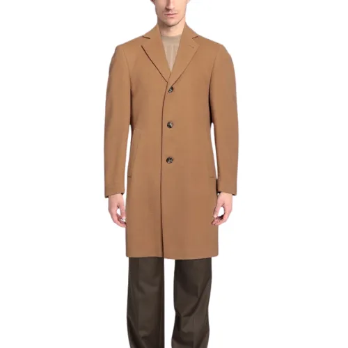 EDUARD DRESSLER Camel Wool And Cashmere Overcoat | Menswear Online