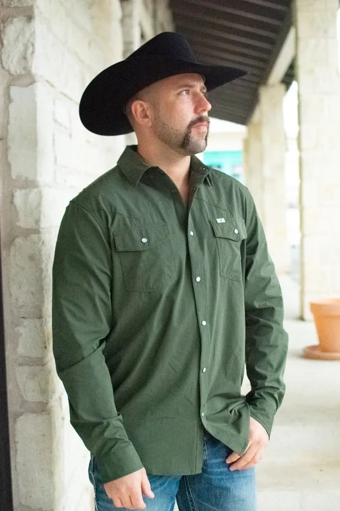 Ferrell Khaki Long Sleeve Snap Shirt