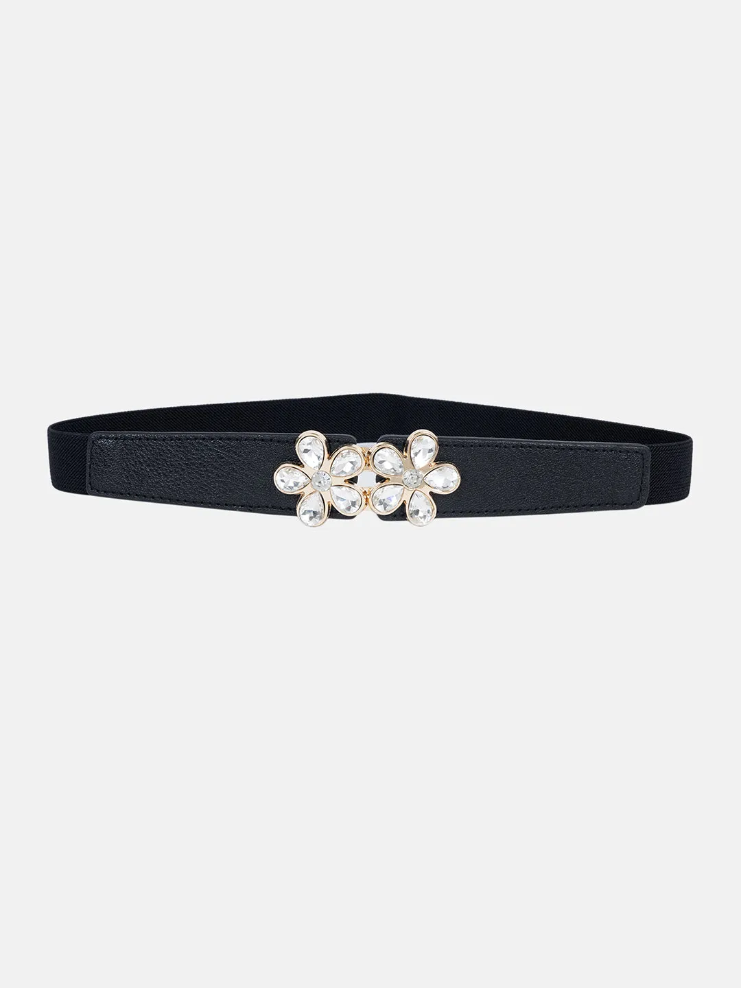 Floral Rhinestone Buckle Belt