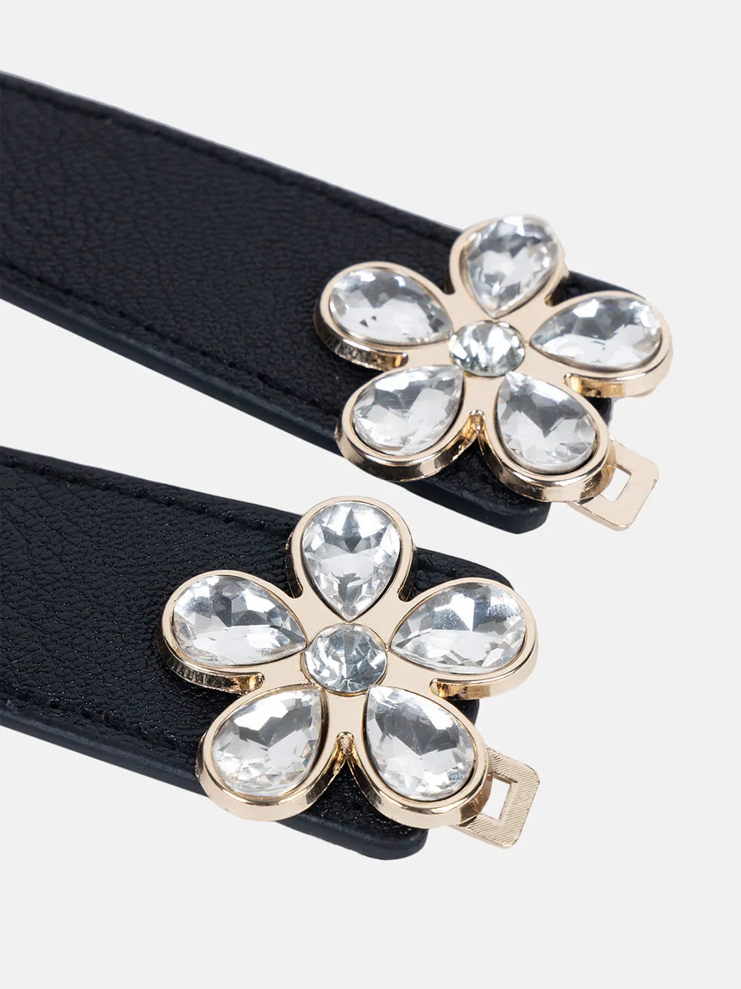 Floral Rhinestone Buckle Belt