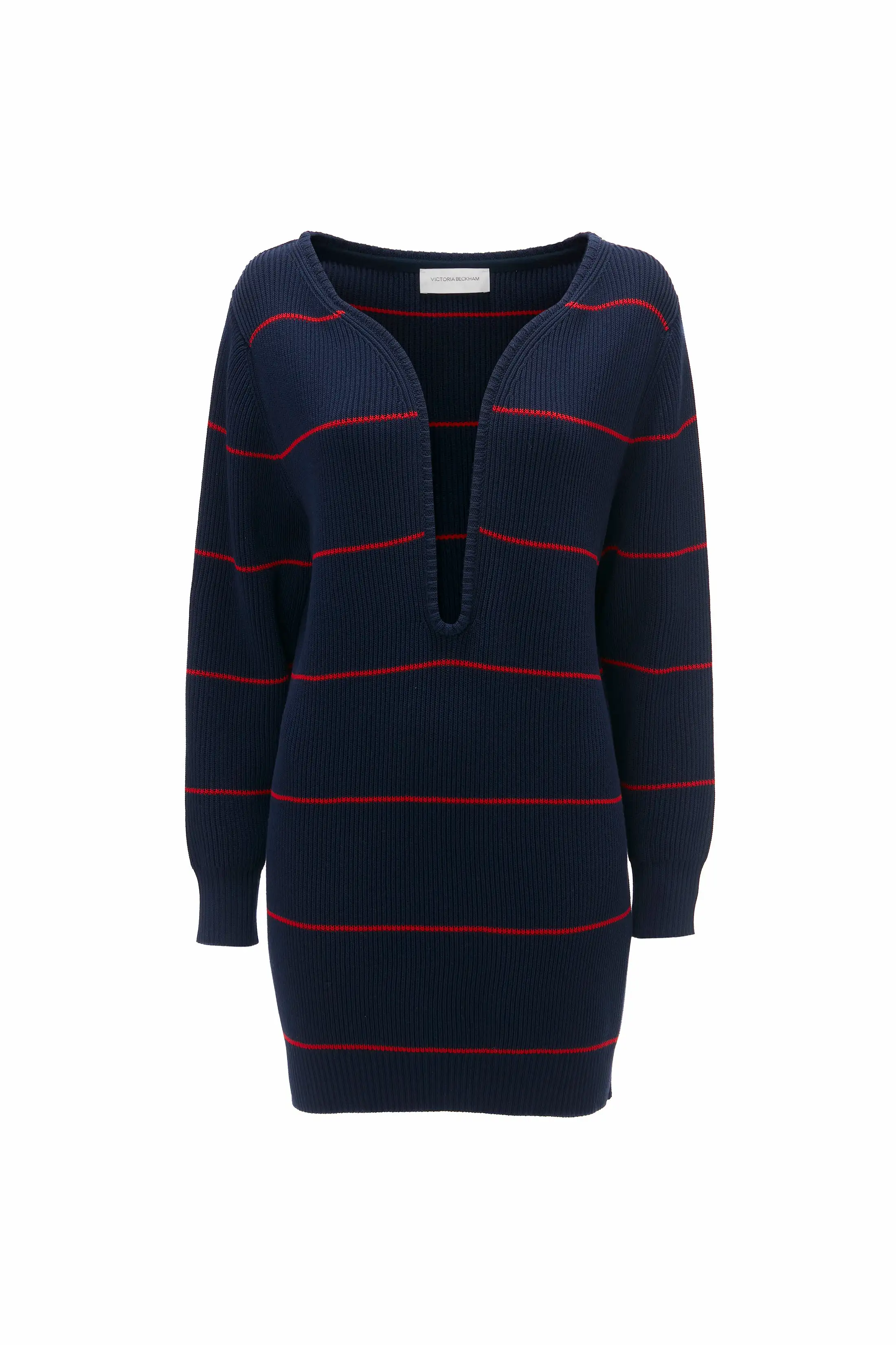 Frame Detail Jumper Dress In Navy-Red