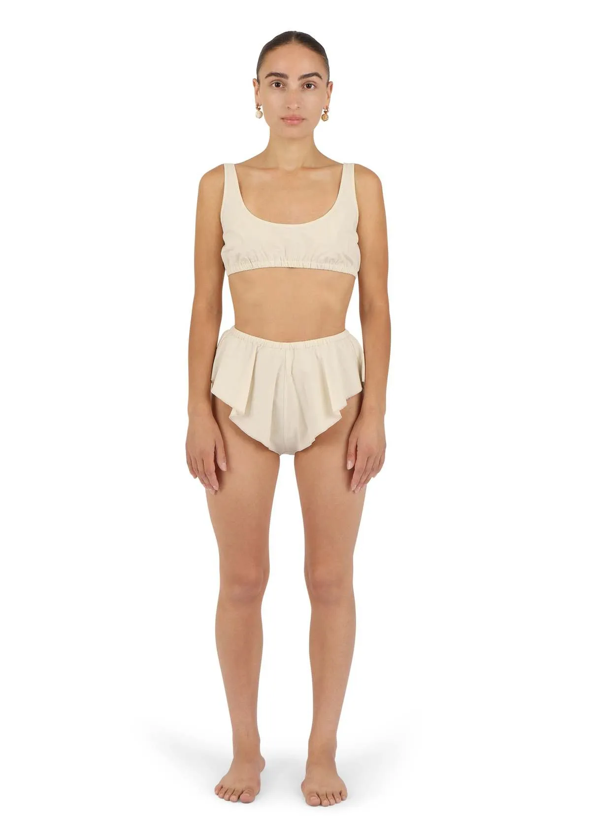 Gathered Bralette - Eggshell Parchment Poplin