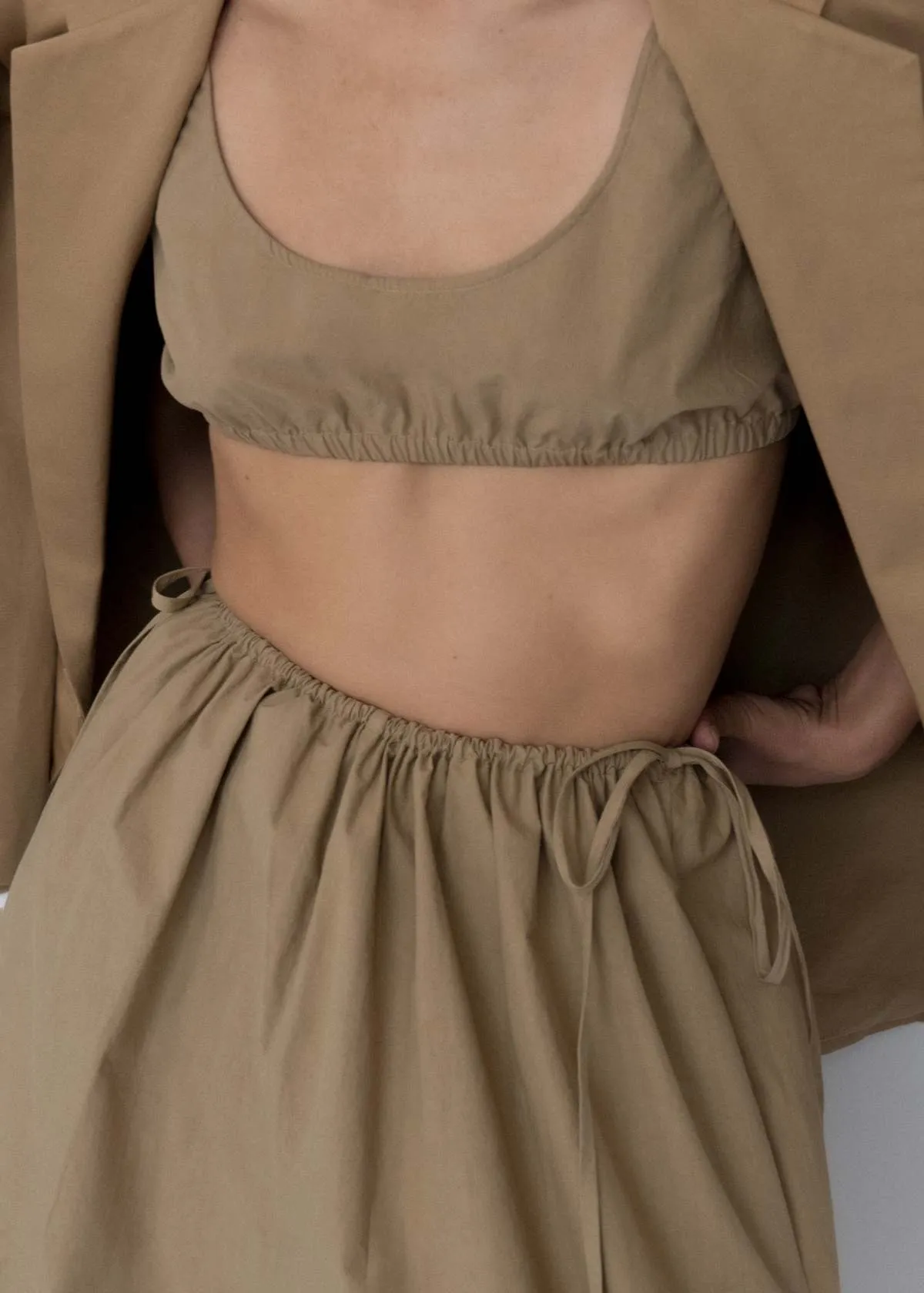 Gathered Bralette - Khaki Parchment Poplin