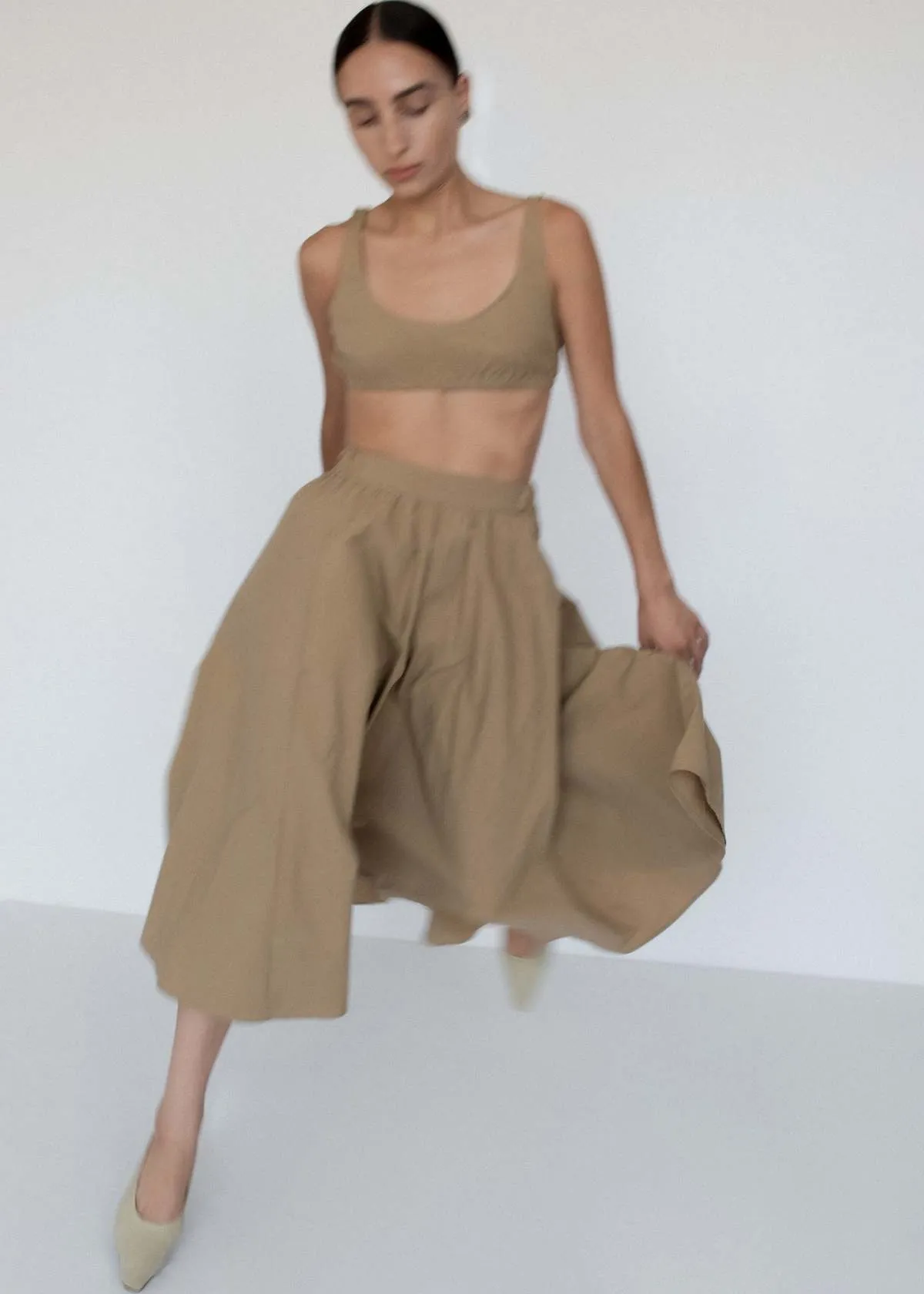 Gathered Bralette - Khaki Parchment Poplin