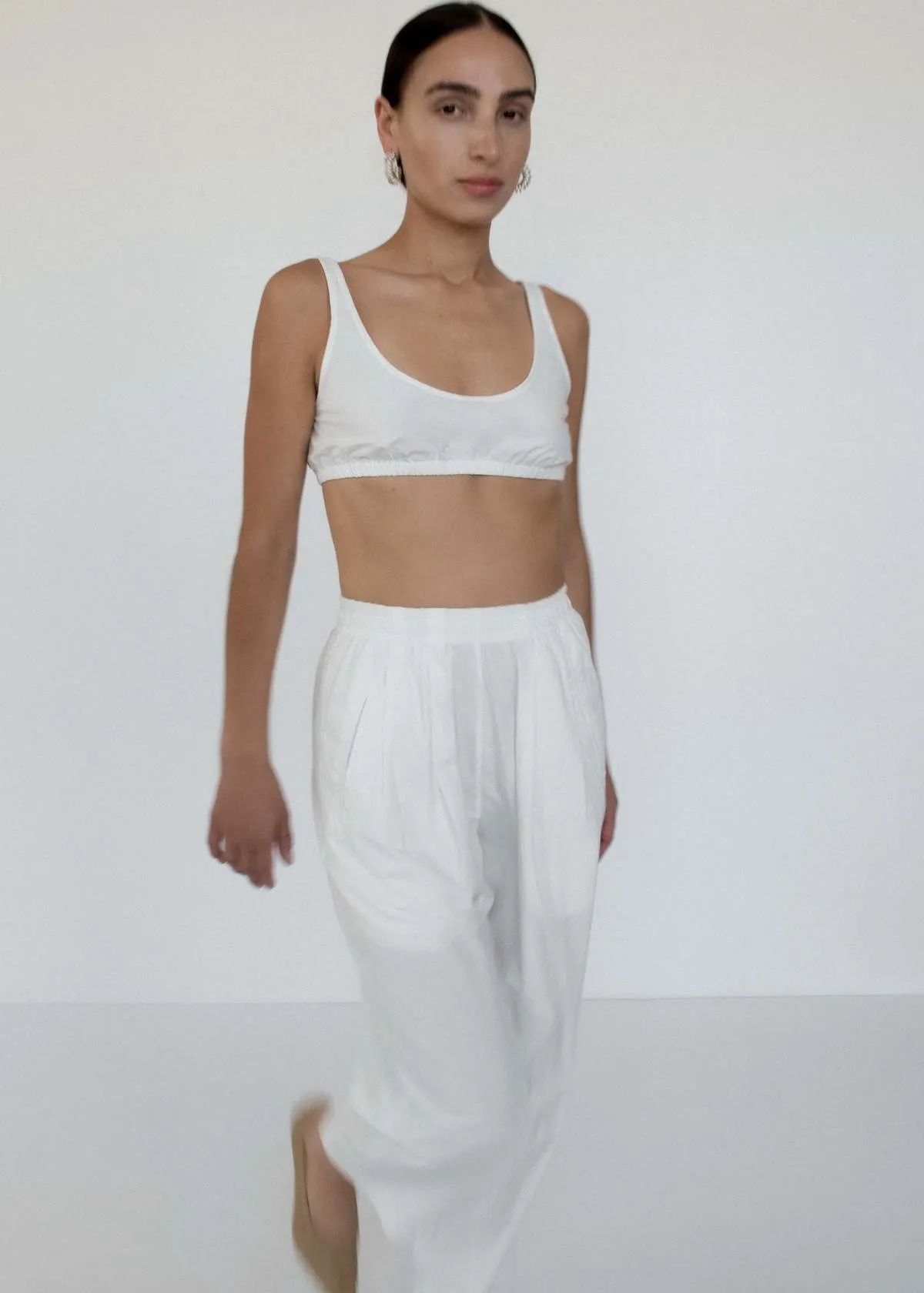 Gathered Bralette - Off White Parchment Poplin