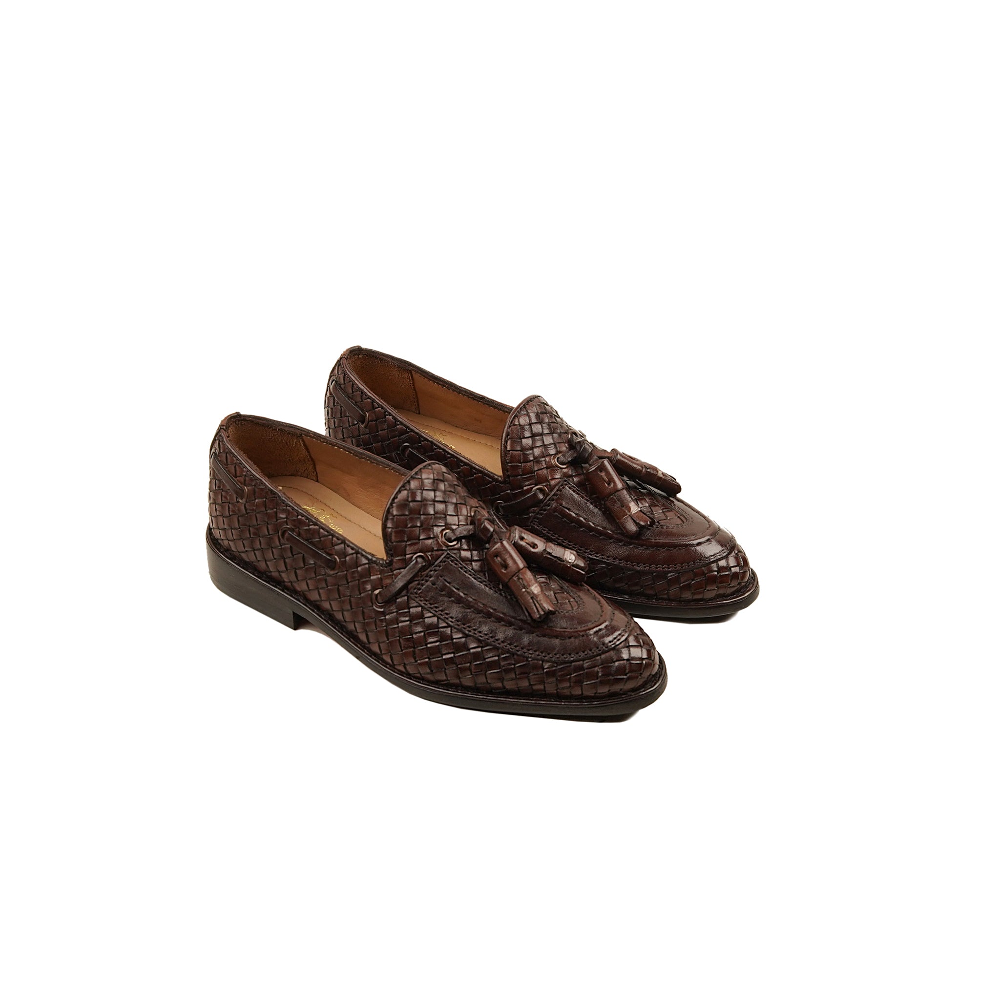 Gattuso - Kid's Dark Brown Hand Woven Leather Loafer (5-12 Years Old)