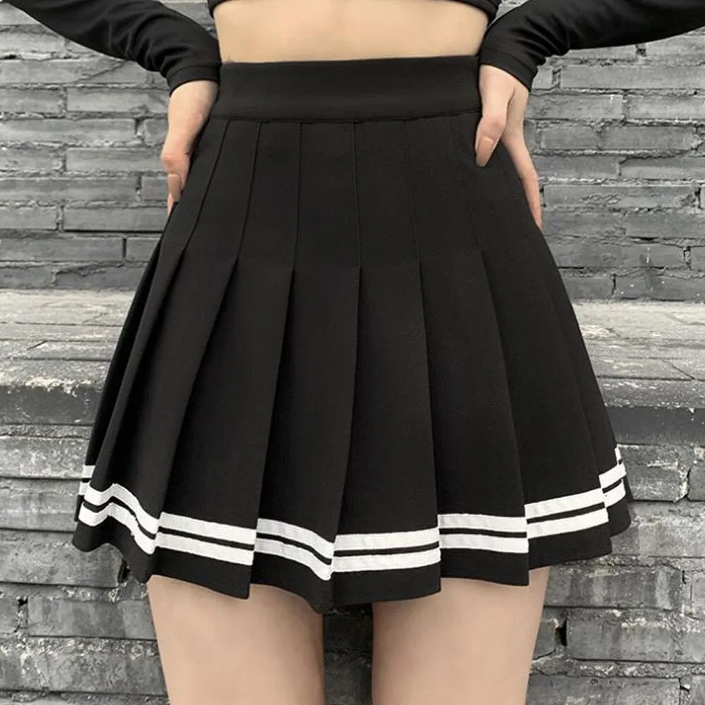 Gothic Emo Alt Hippie High Waist Mini Pleated Skirts Goth Punk Black Cyber y2k Skirt