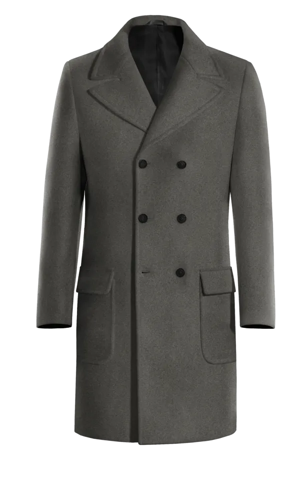 Grey Long Double breasted overcoat