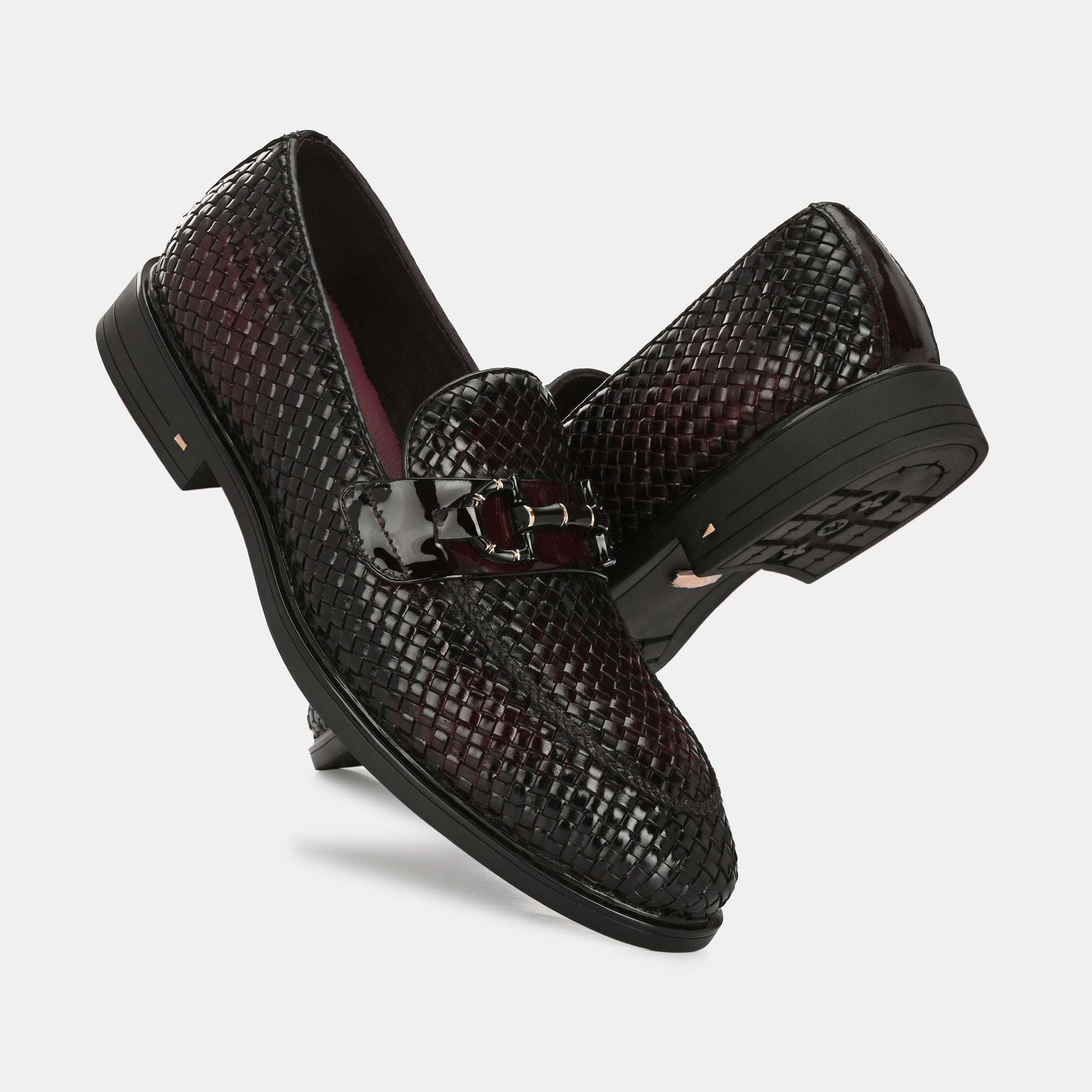 Hand-Woven Buckled Loafers by Lafattio