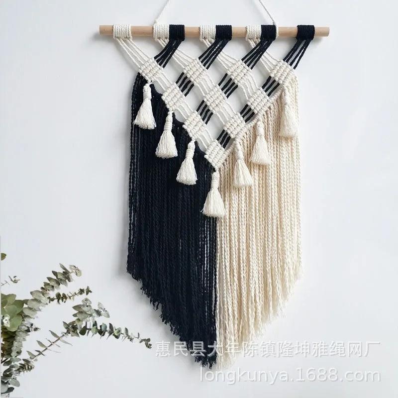 Hand-Woven Tapestry Fringed Macrame Hanging Wall Tapestry