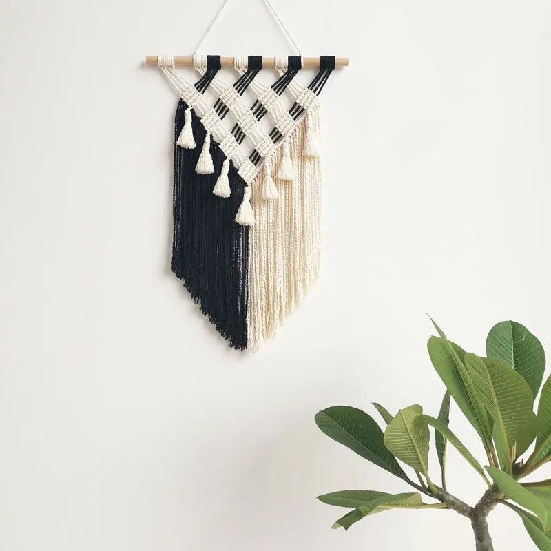 Hand-Woven Tapestry Fringed Macrame Hanging Wall Tapestry