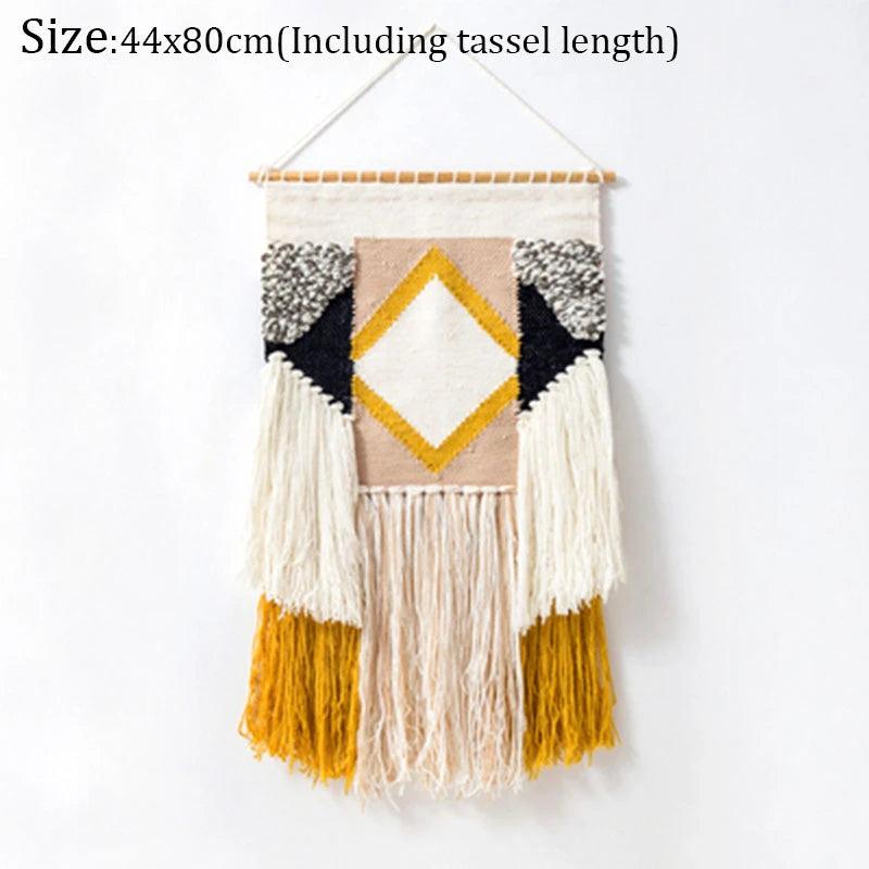 Hand Woven Tufted Macrame Tassel Tapestries