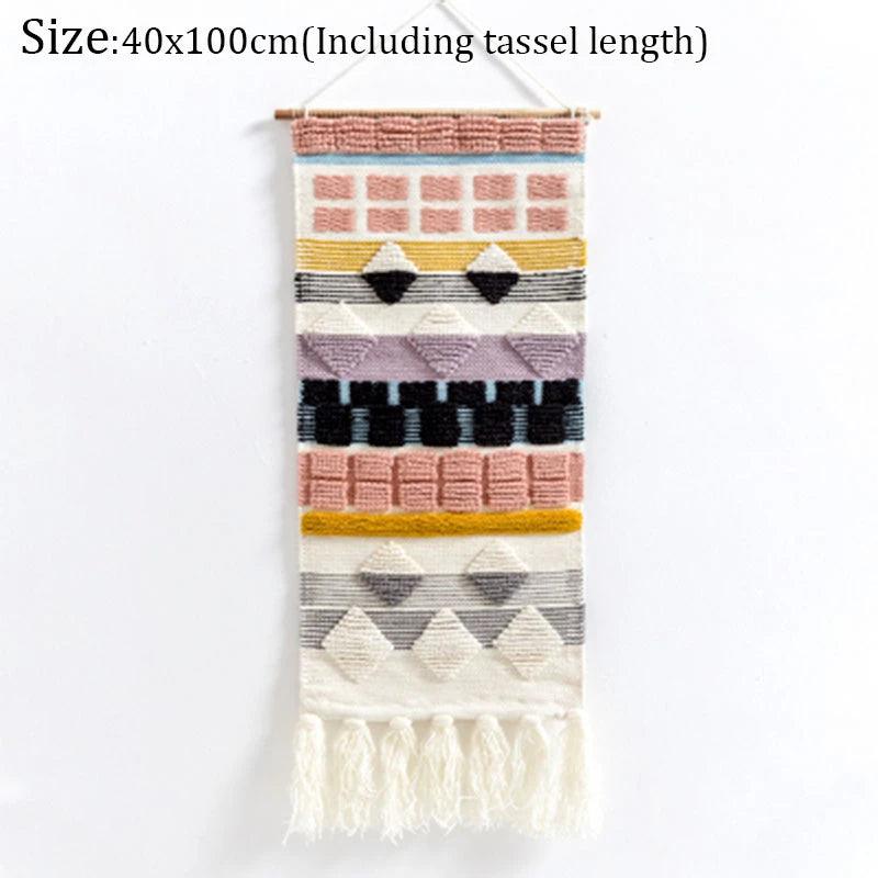 Hand Woven Tufted Macrame Tassel Tapestries