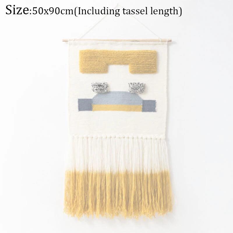 Hand Woven Tufted Macrame Tassel Tapestries