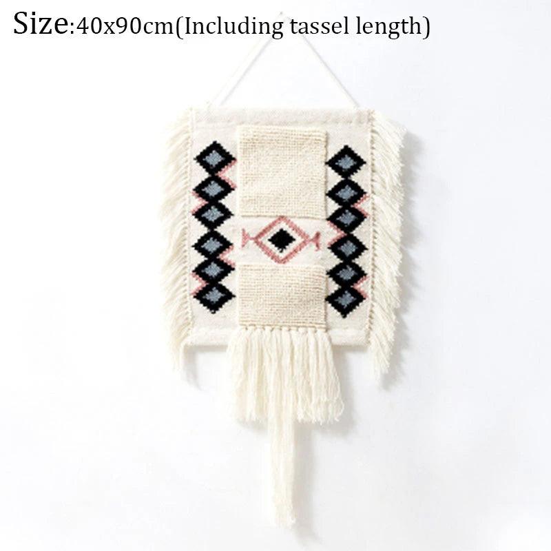 Hand Woven Tufted Macrame Tassel Tapestries