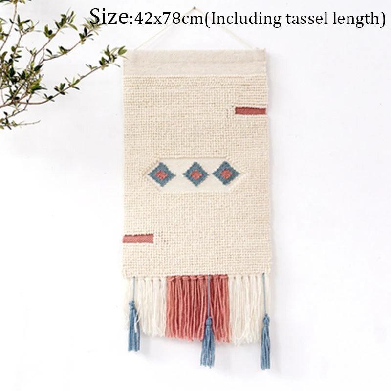 Hand Woven Tufted Macrame Tassel Tapestries