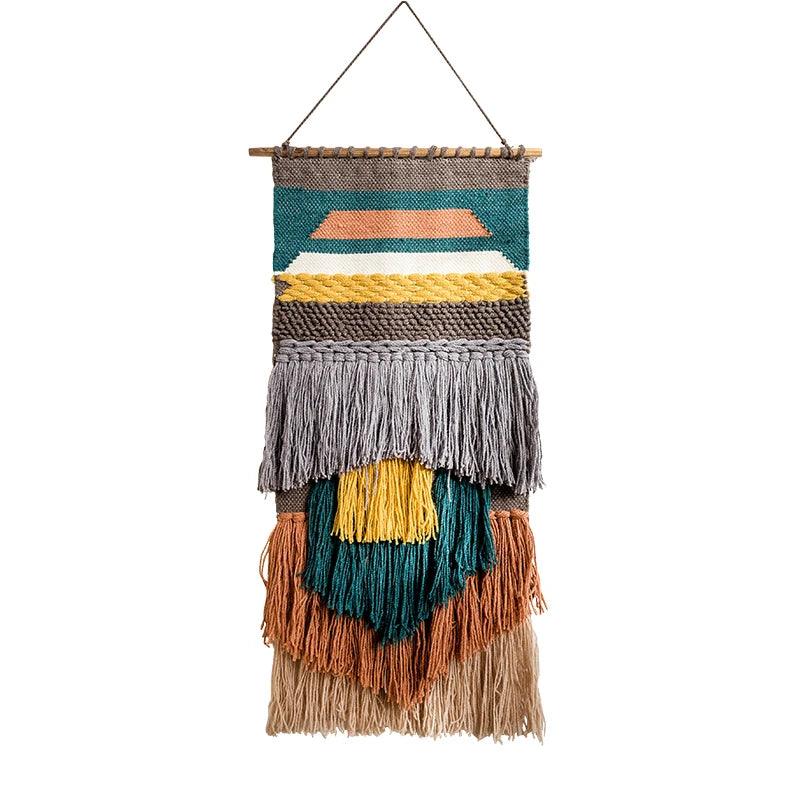 Hand Woven Tufted Macrame Tassel Tapestries