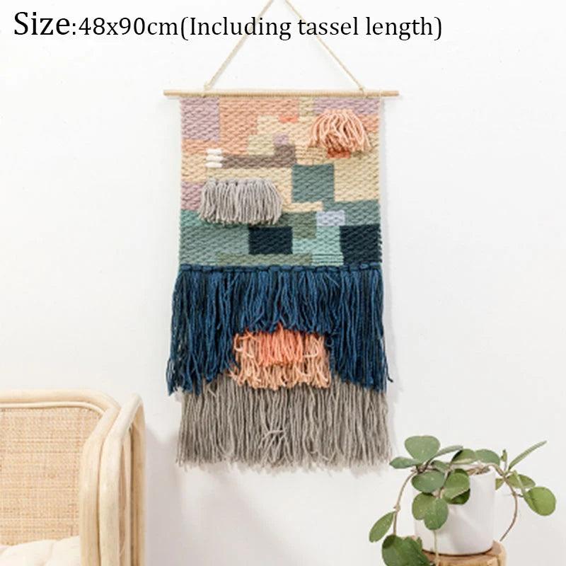 Hand Woven Tufted Macrame Tassel Tapestries