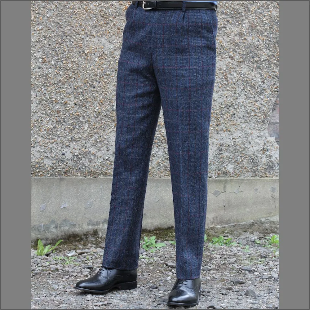 Harris Tweed Blue, Wine Check Trousers>