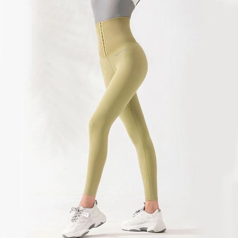 High-waisted breasted tummy control fitness pants for women