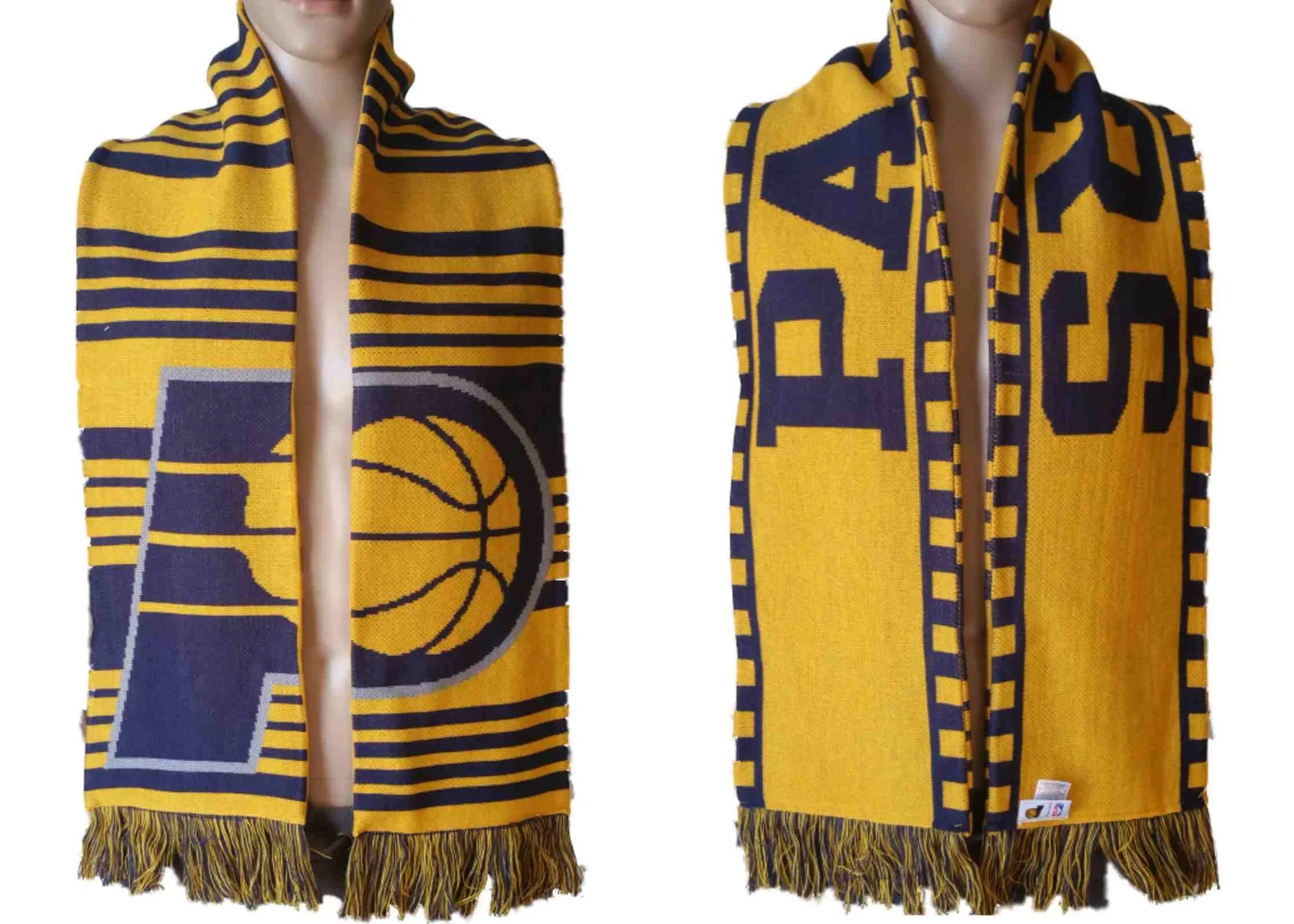 Indiana Pacers Adidas Yellow Navy Reversible Acrylc Knit Scarf (58 x 7.25)