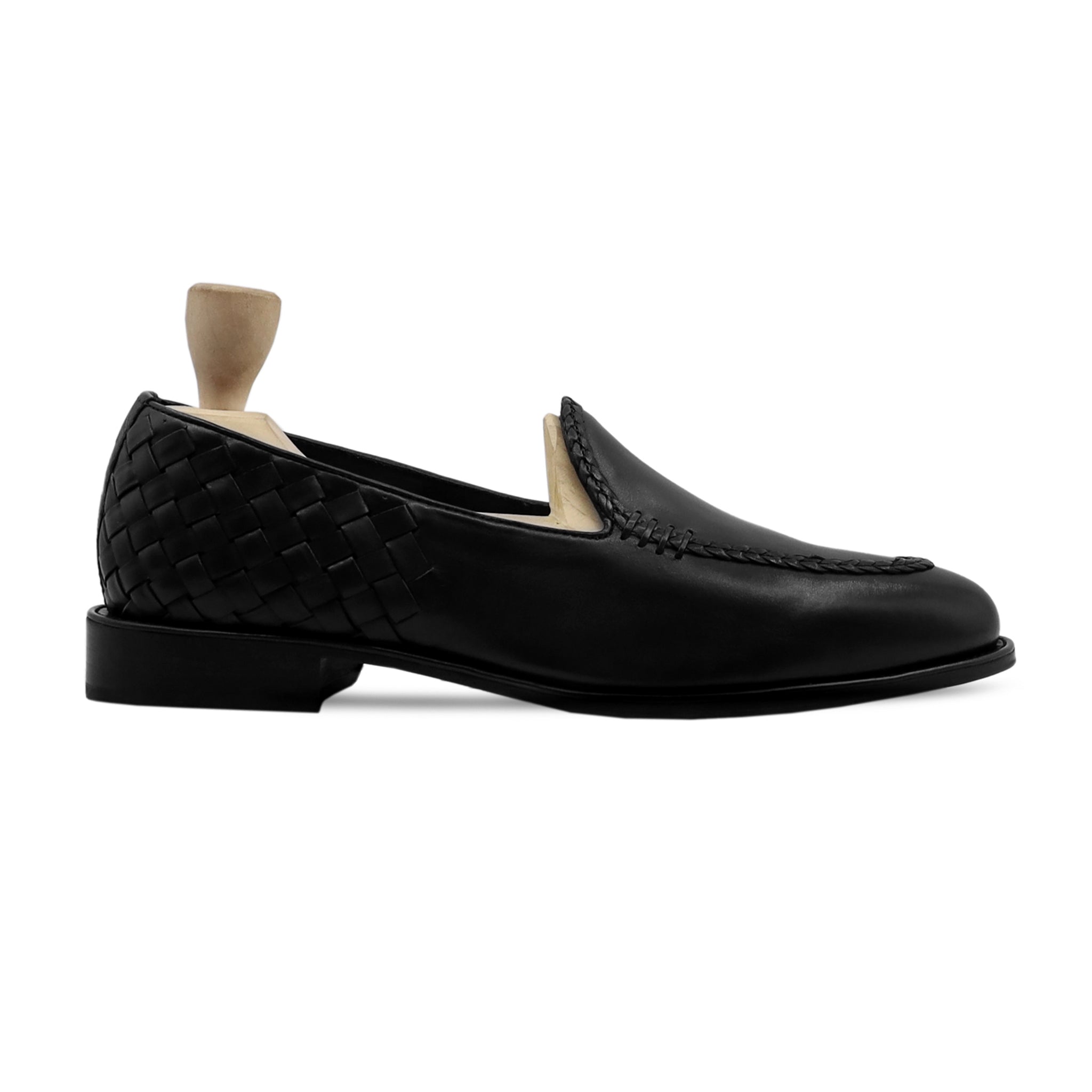 Ivanovic - Men's Black Calf And Hand Woven Leather Loafer