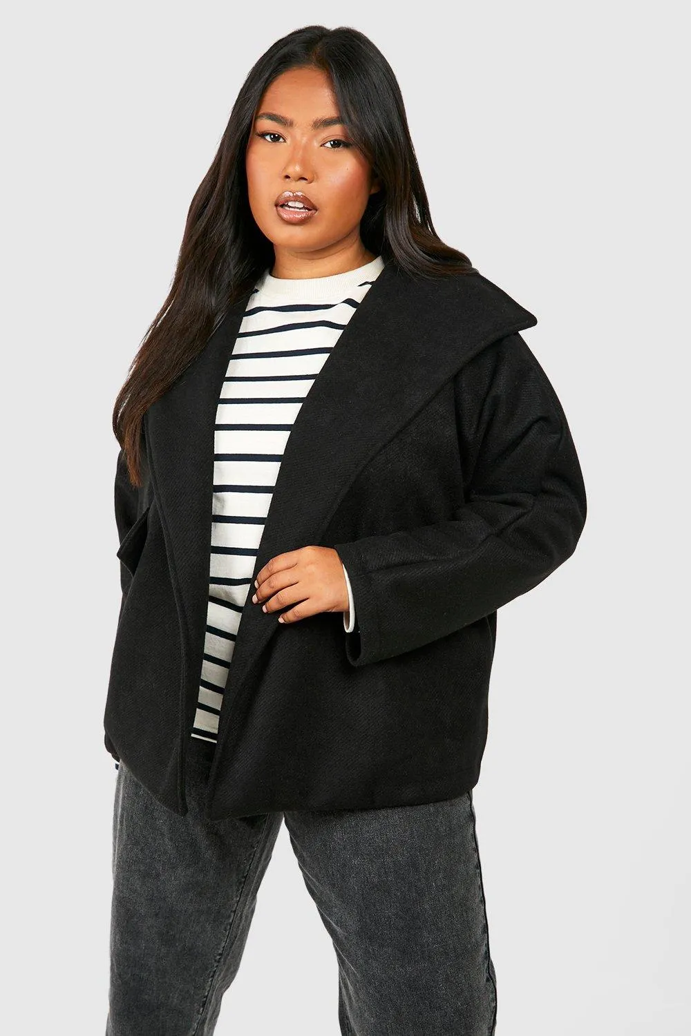 Jackets & Coats | Plus Wool Look Short Overcoat | boohoo