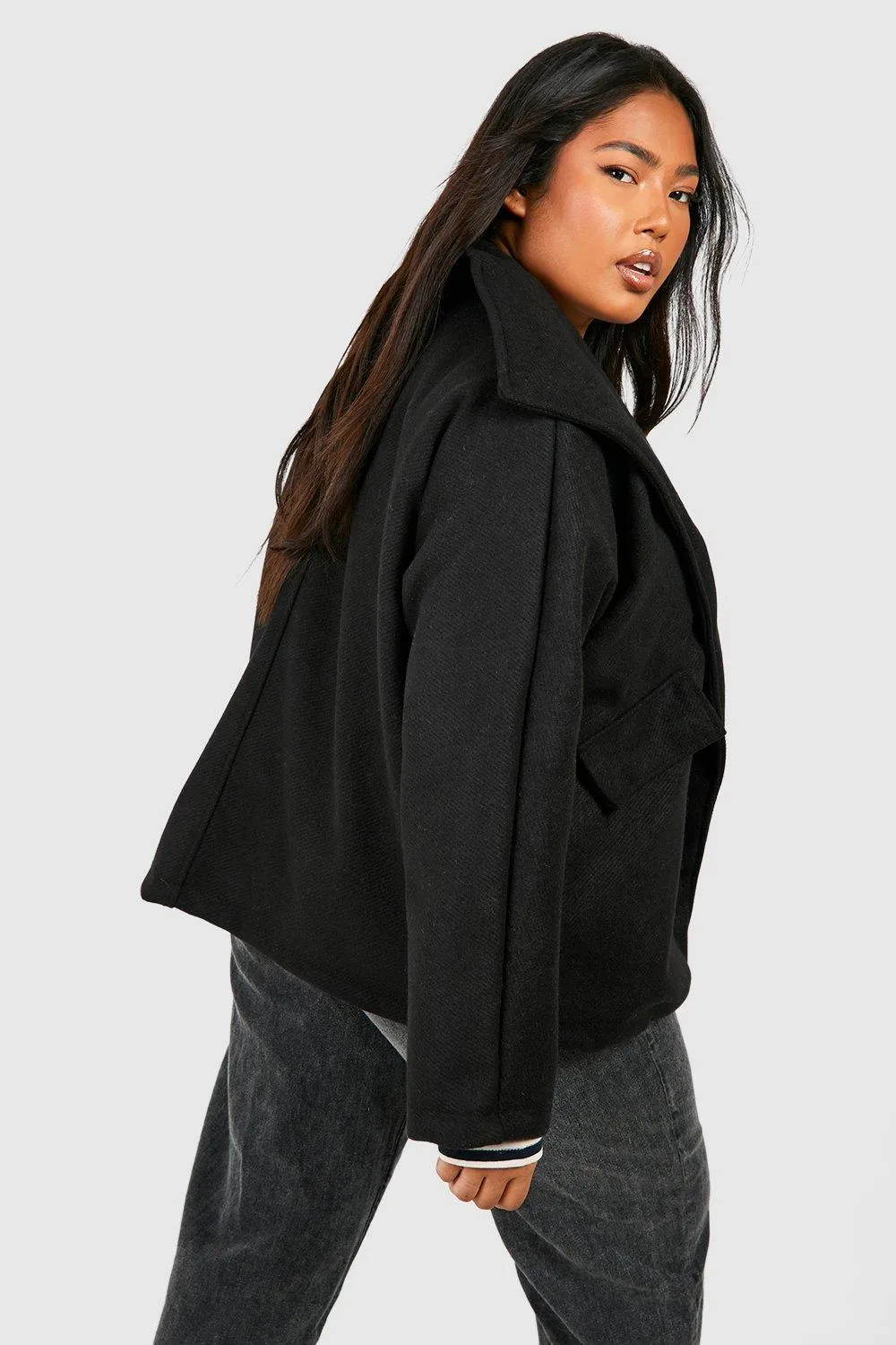 Jackets & Coats | Plus Wool Look Short Overcoat | boohoo