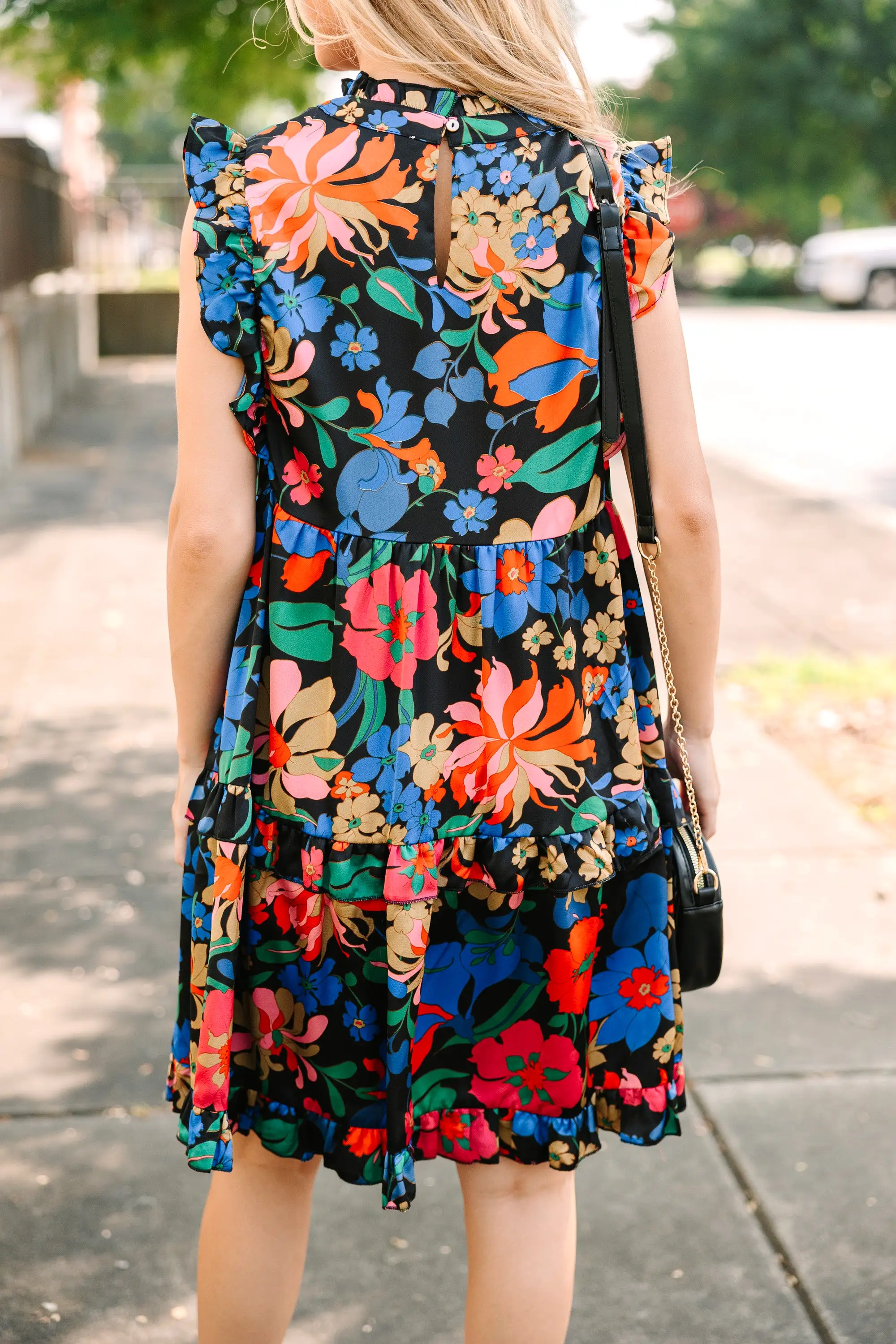 Just A Dream Black And Red Floral Babydoll Dress