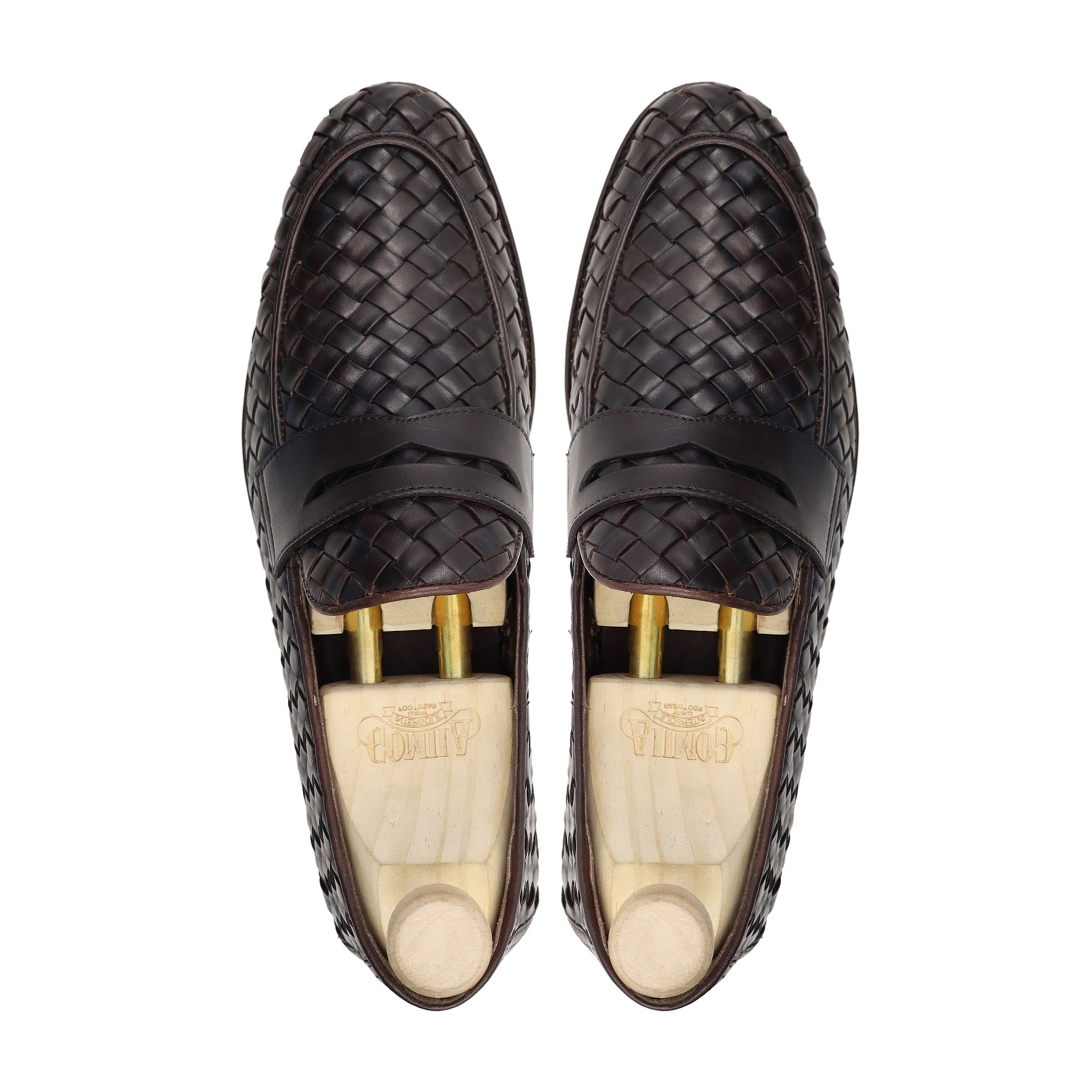 Kakillom - Men's Dark Brown Hand Woven Leather Loafer