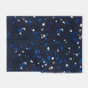 Katie Loxton Navy Confetti Star Printed Foil Scarf