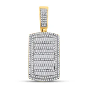 Keene Jewelers 14kt Yellow Gold Mens Round Diamond Dog Tag Charm Pendant 1-1/6 Cttw