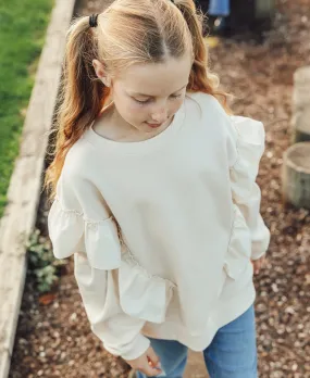 Kids' Ruffle Sweatshirt in Whitecap | Postie