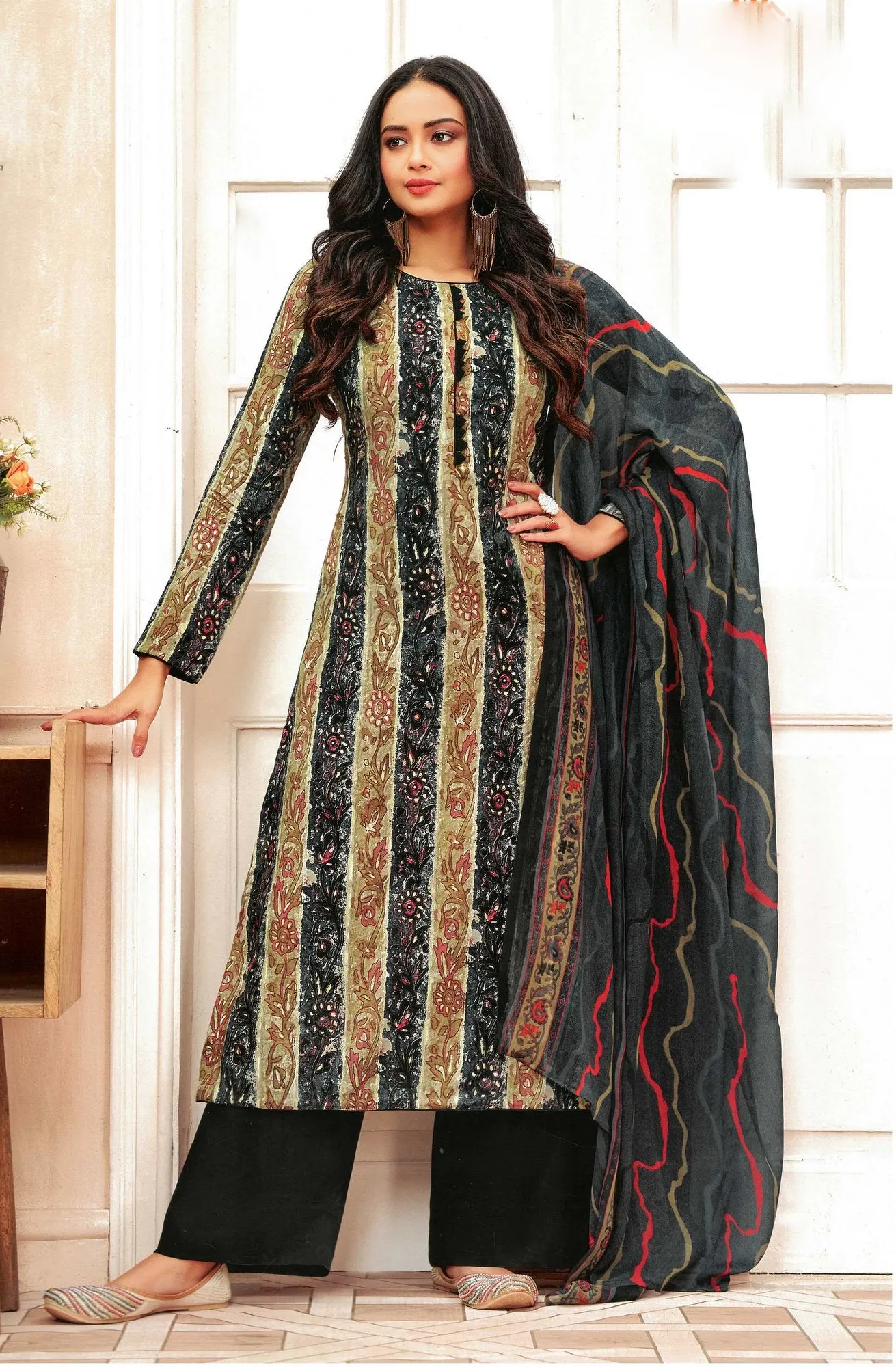 ladyline Rayon Foil Printed Salwar Kameez Dress for Women with Pants & Chiffon Dupatta(RPSK SPAR920)