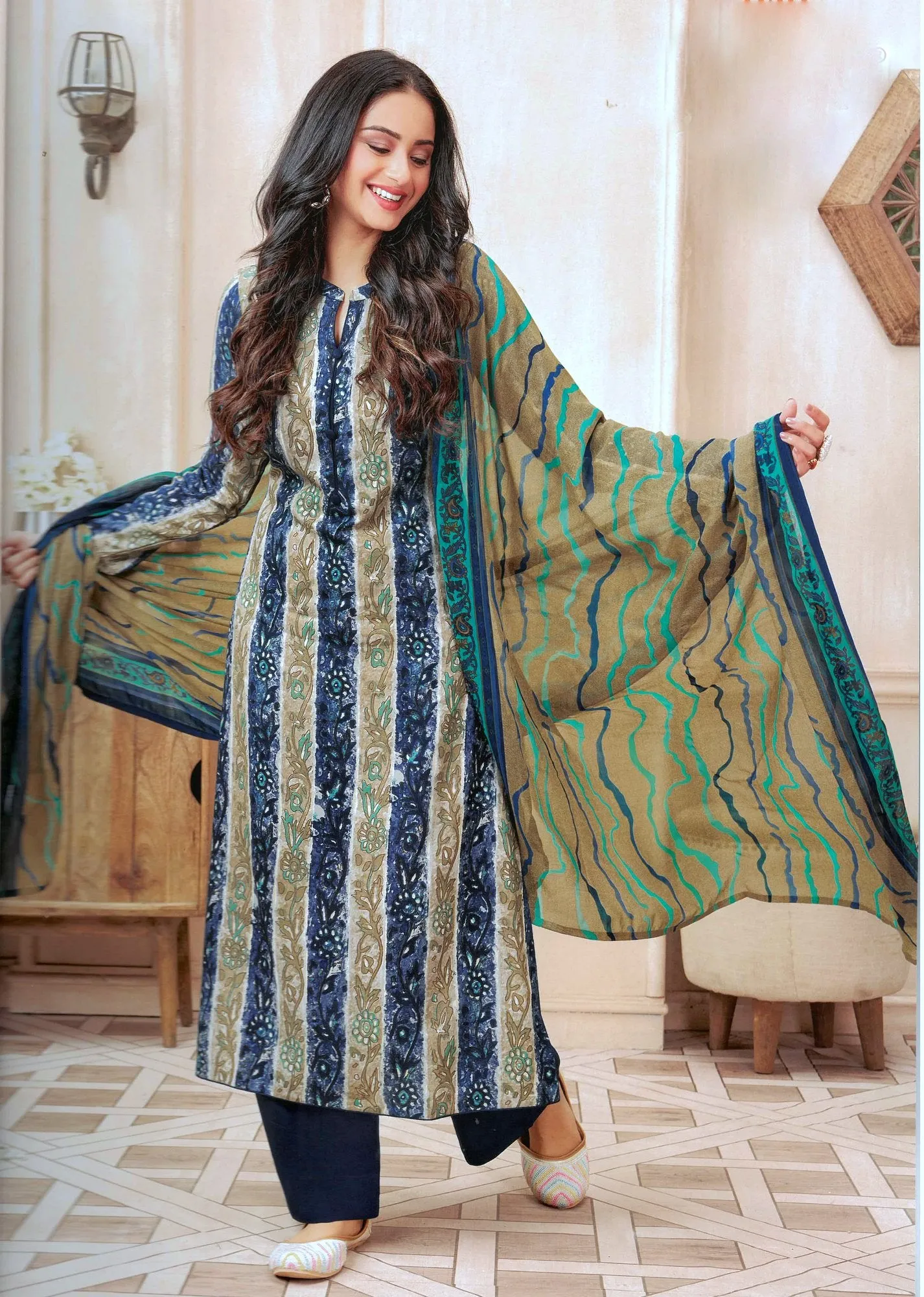 ladyline Rayon Foil Printed Salwar Kameez Dress for Women with Pants & Chiffon Dupatta(RPSK SPAR920)