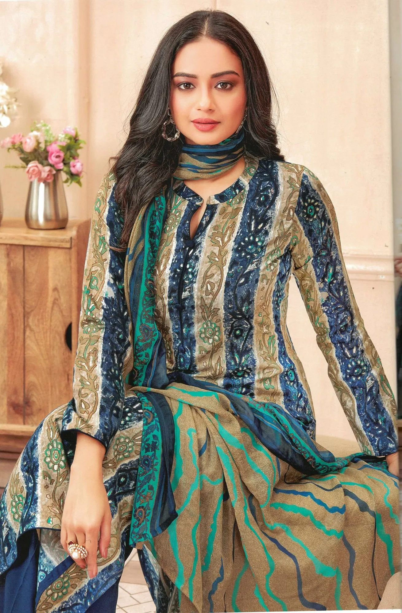 ladyline Rayon Foil Printed Salwar Kameez Dress for Women with Pants & Chiffon Dupatta(RPSK SPAR920)