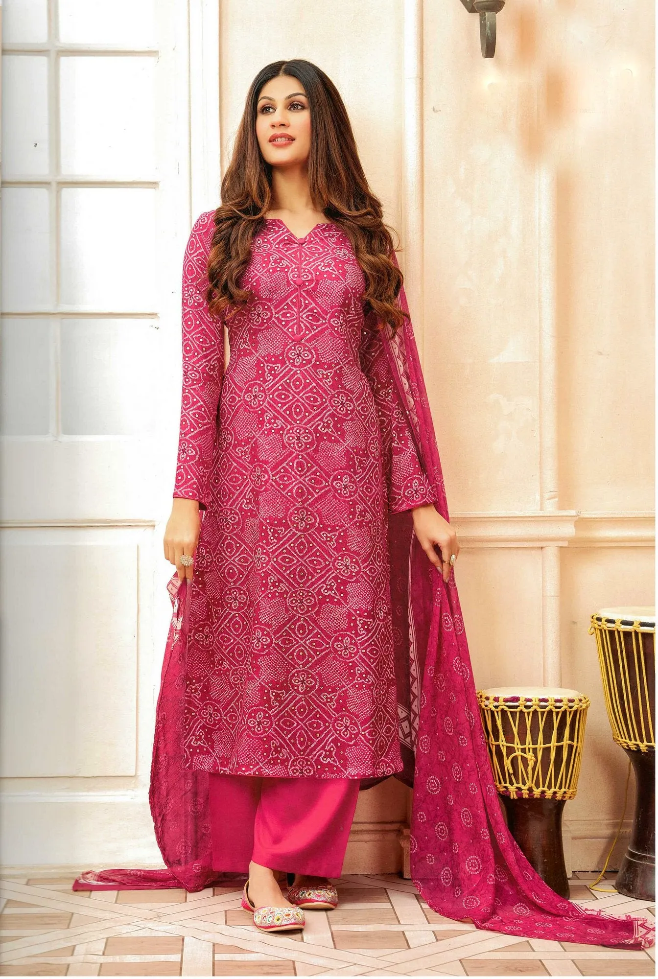 ladyline Rayon Foil Printed Salwar Kameez Dress for Women with Pants & Chiffon Dupatta(RPSK SPAR920)