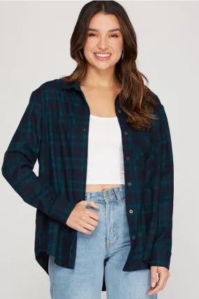 LONG SLEEVE WOVEN PLAID SHIRT