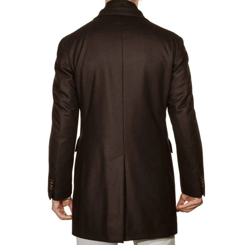 LUBIAM BROWN Wool/Cashmere Overcoat With Zip Insert | Menswear Online