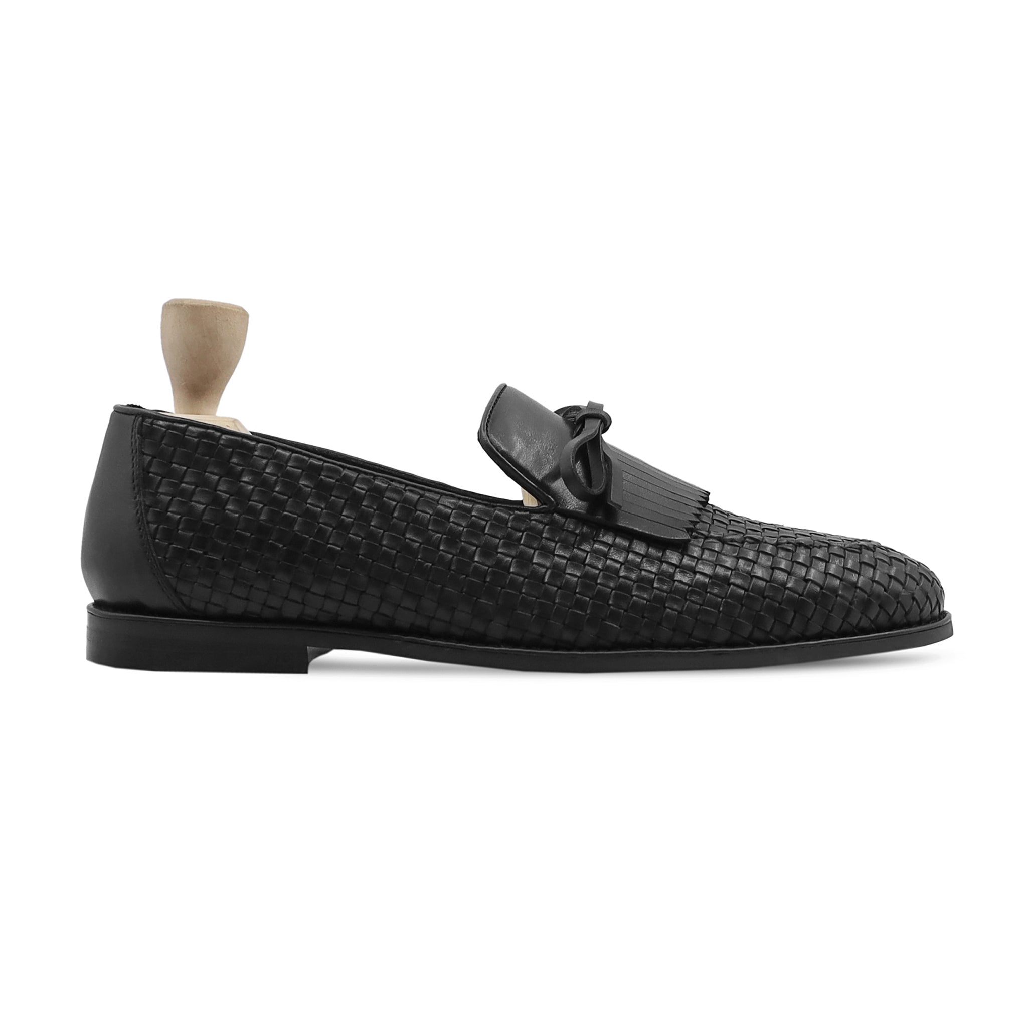 Lublin - Men's Black Hand Woven Leather Loafer