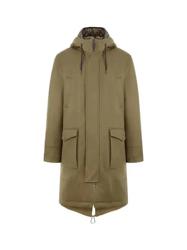 Men s Hooded Cashmere Sub Zero Coat Khaki 270154