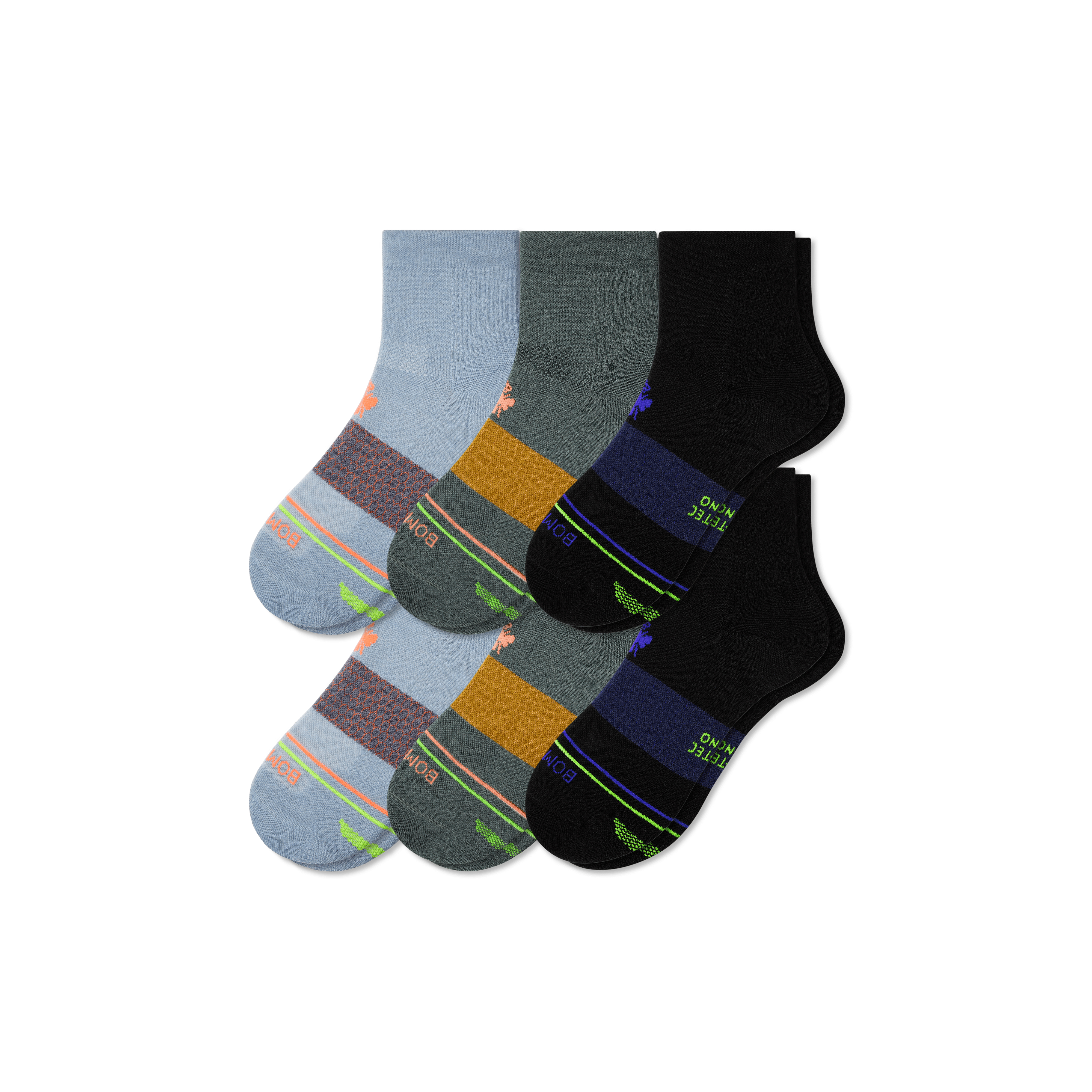 Men's Merino Wool Blend Athletic Quarter Sock 6-Pack