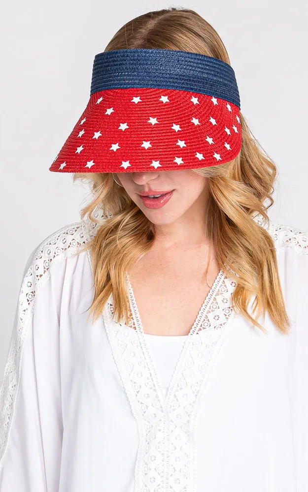 MH0163 AMERICAN FLAG ROLL UP SUN VISOR WITH ADJUSTABLE ELASTIC BAND