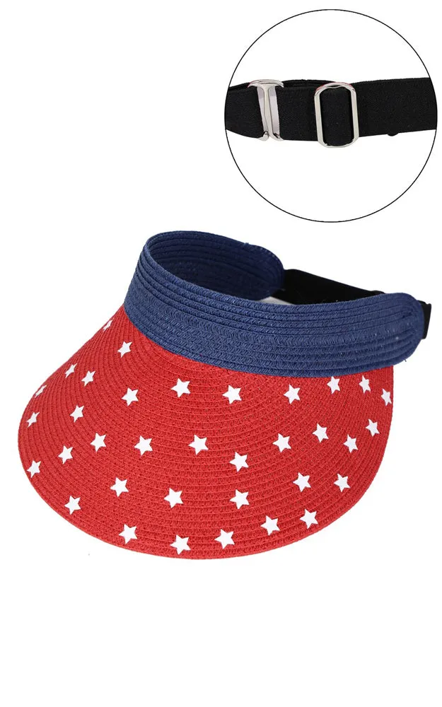 MH0163 AMERICAN FLAG ROLL UP SUN VISOR WITH ADJUSTABLE ELASTIC BAND