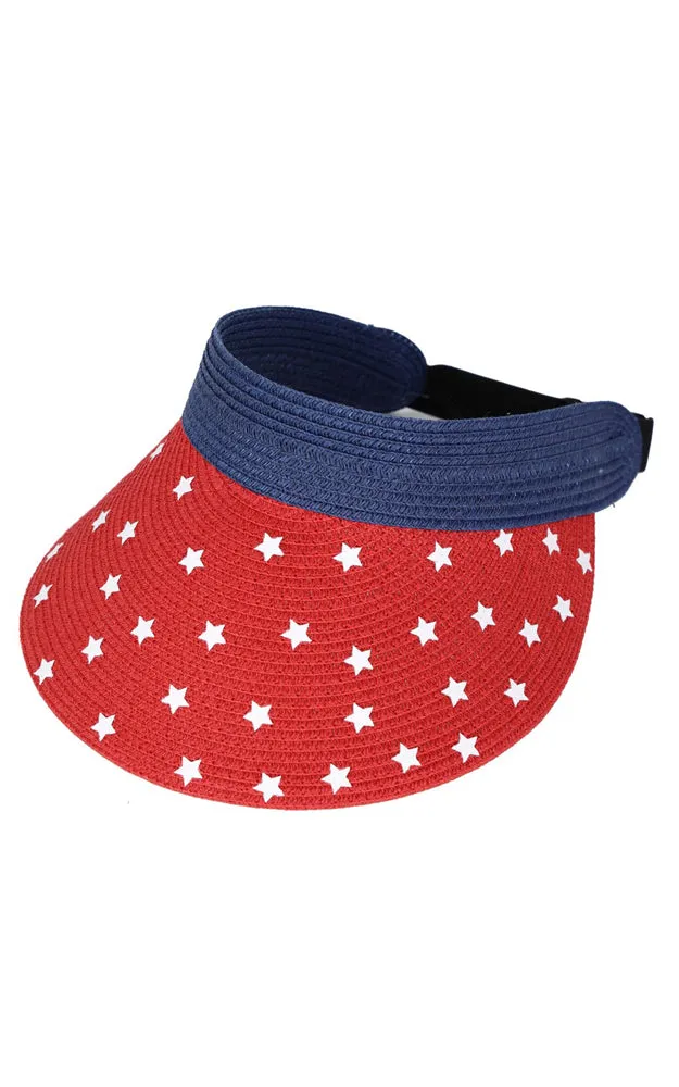 MH0163 AMERICAN FLAG ROLL UP SUN VISOR WITH ADJUSTABLE ELASTIC BAND