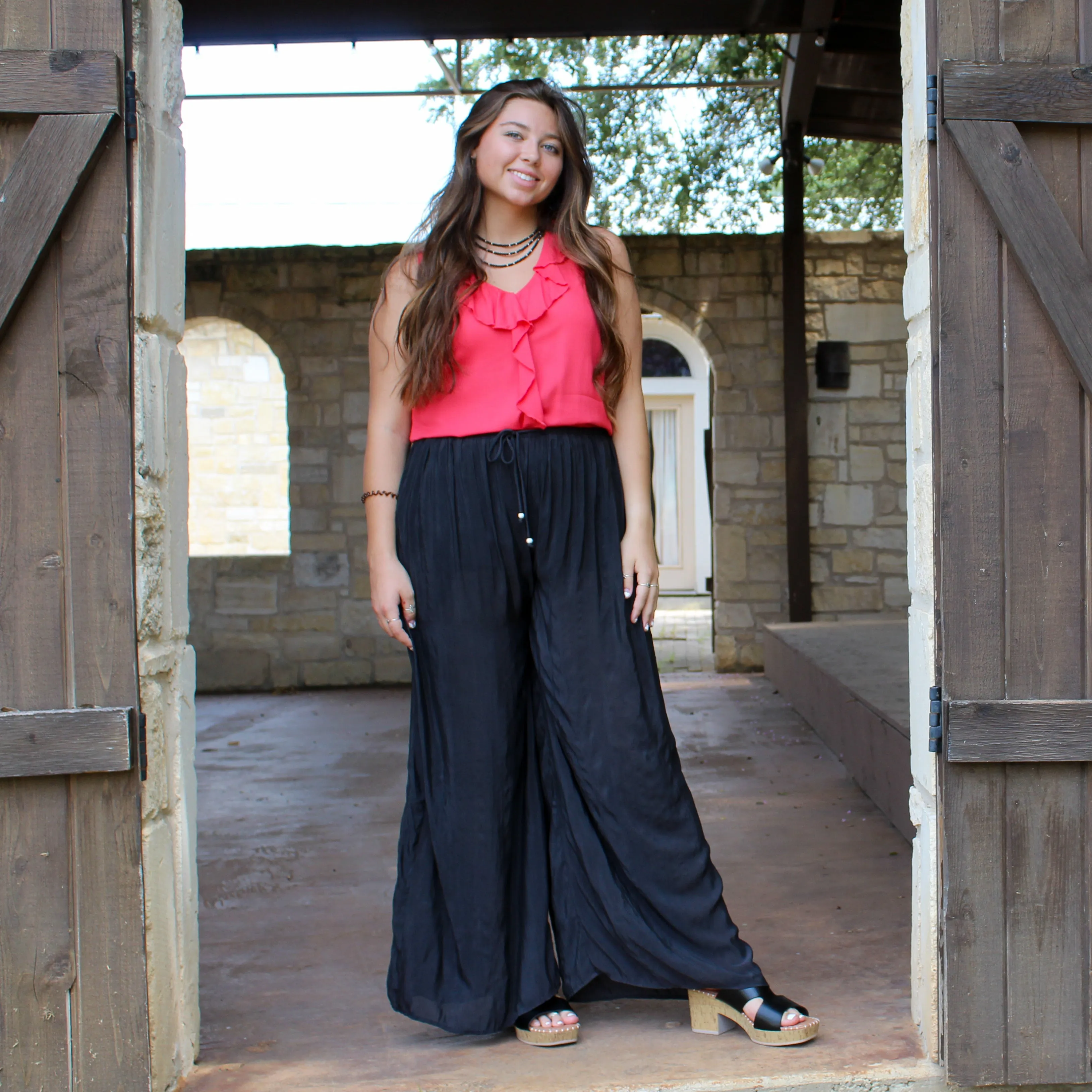 Mustard Seed Black Wide Leg Pant