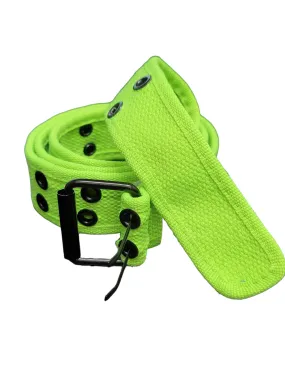 Neon Green Fabric Grommet Belt