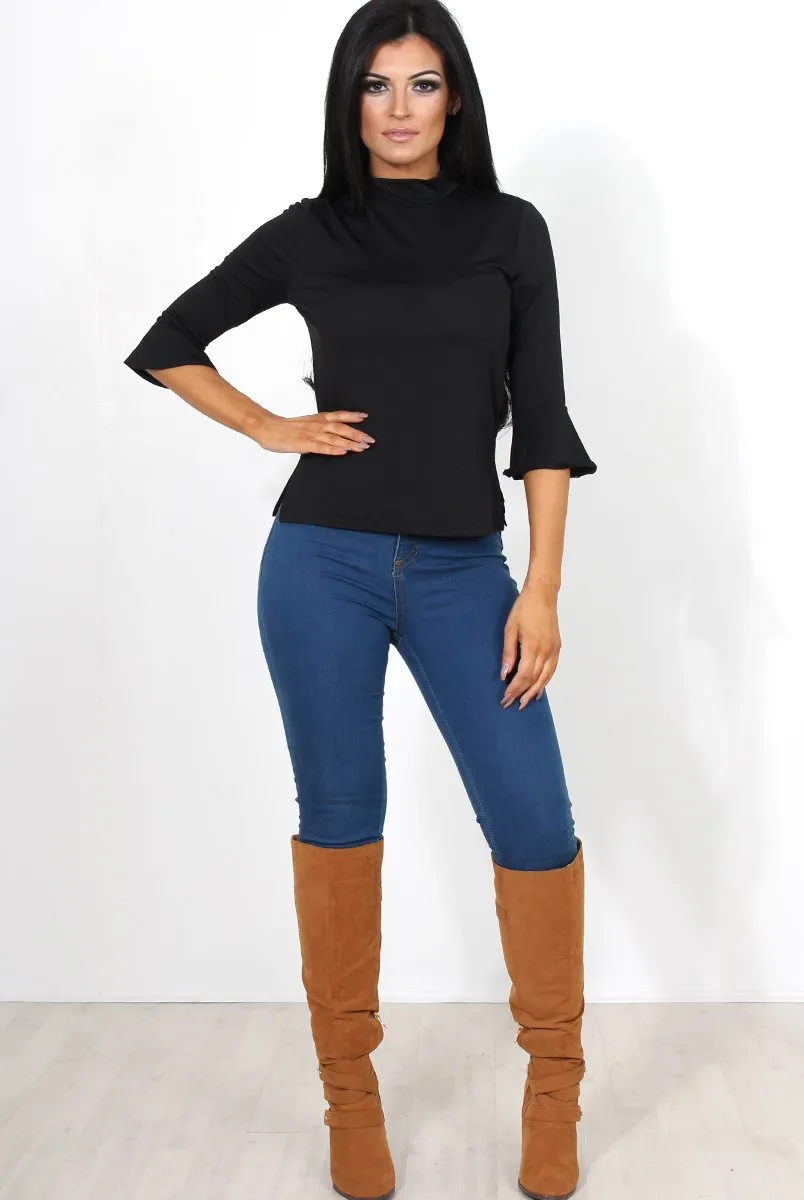 Nessa Black Bell Sleeve Top